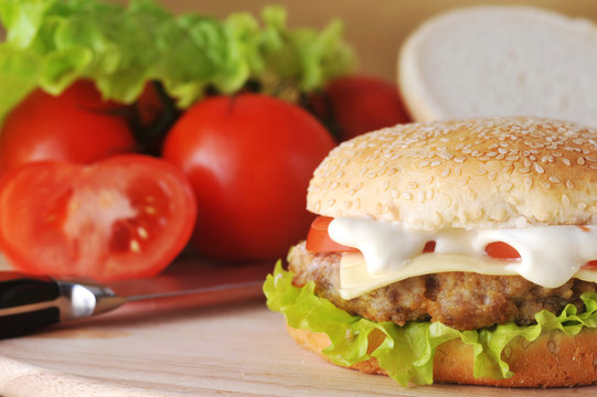 hamburger with  cutlet