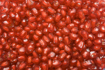 pomegranates closeup view from above, fresh fruit