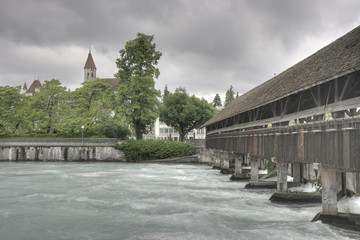 Wooden historical watergate, Thun