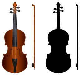 violin with black silhouette