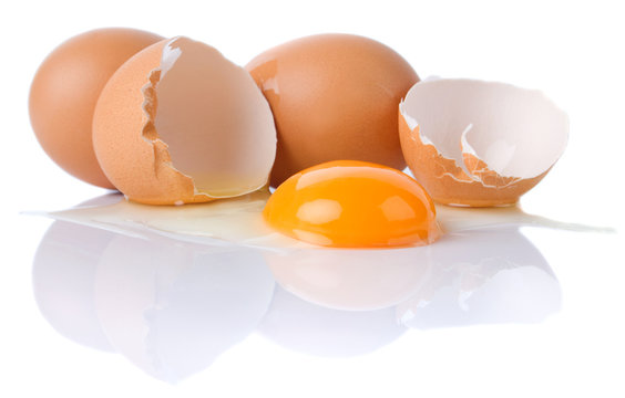 Chicken eggs isolated on white