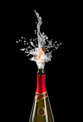 explosion of champagne bottle cork