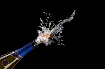 explosion of champagne bottle cork