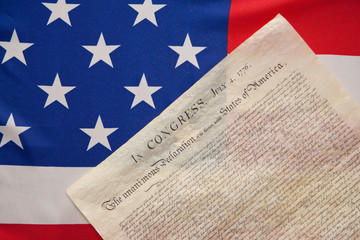 Unabhängigkeitserklärung auf der Flagge der USA