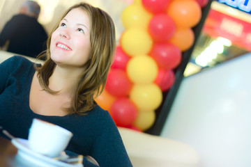 young business woman drinking coffee