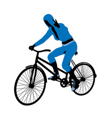 Fototapeta na wymiar Female Bicycle Rider Illustration Silhouette