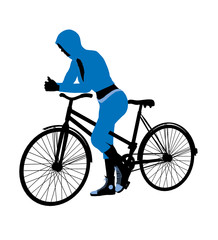 Fototapeta premium Female Bicycle Rider Illustration Silhouette