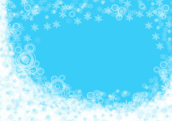 Christmas blue background with snowflakes.