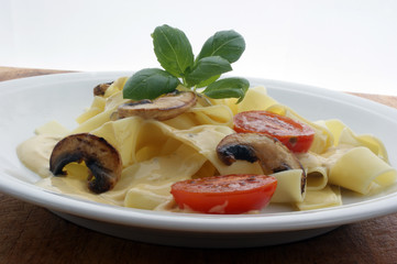 home made tagliatelle with organic pork goulash