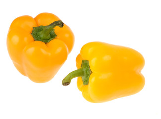 yellow sweet peppers isolated on a white background