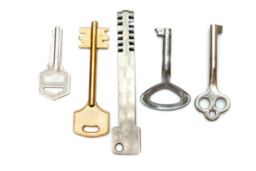 Photo of five different keys over white