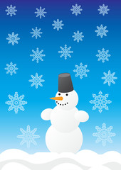 Snowman and snowflakes