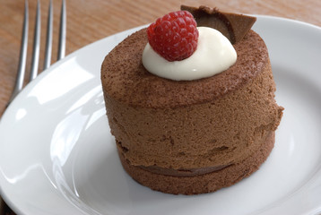 Belgian chocolate cake on a plate