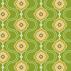 retro-blumen-tapete grün/braun