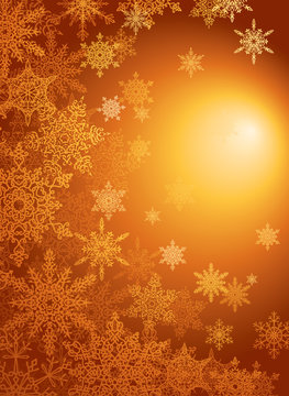 snowflake gold  background with copy space for your text