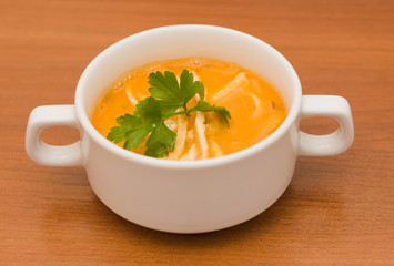 Italian tomato soup with egg slapjacks