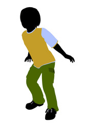 Fototapeta na wymiar Caucasian Boy Illustration Silhouette