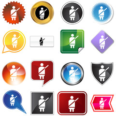 Seatbelt Alert Icon Set