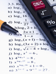 calculator pen and math business - obrazy, fototapety, plakaty