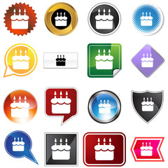 birthday cake variety icon set