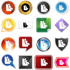 Baby Car Seat Icon Set