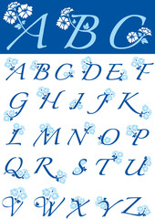 abecedario azul floral