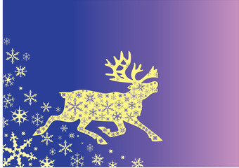 Christmas deer with ornaments and snowflakes, vector