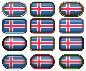12 buttons of the Flag of Iceland