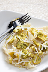 pasta with chicken meat and curry