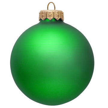 green christmas ornament . Isolated over white.