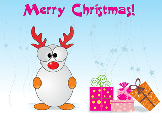 xmas day background with gift, cartoon