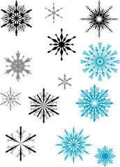 blue, black and grey snowflakes