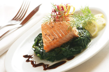 Salmon on Spinach