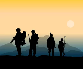 Foto op Plexiglas Soldaten legersoldaten aan het front in oorlogsactie