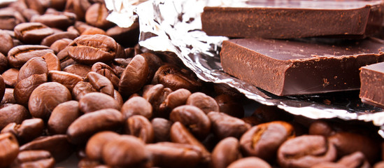 Chocolate and coffee beans