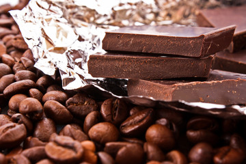Chocolate and coffee beans