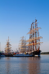 Masts of Tall ships in port