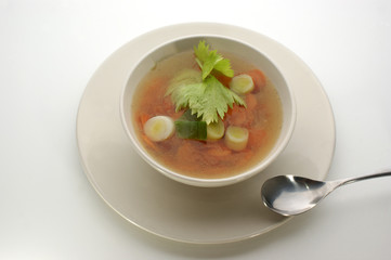 vegetable soup with organic carrot and meat balls