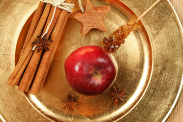Christmas spices and apple composition