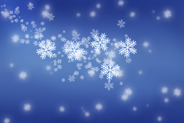 Snowy christmas blue background
