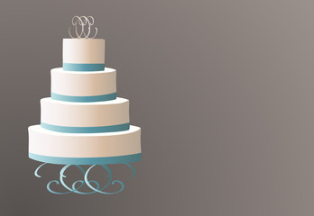 Traditional wedding cake on a brown background illustration