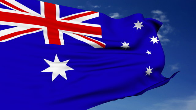 Australian Flag waving on wind.
