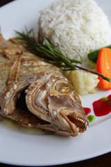 baked exotic fish on dish