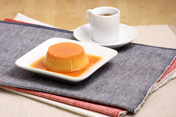 flan and coffee