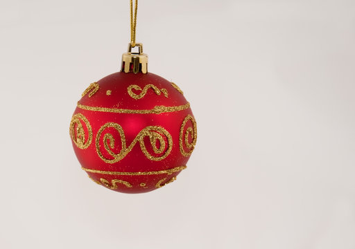 One Red Christmas Ball With Glitter