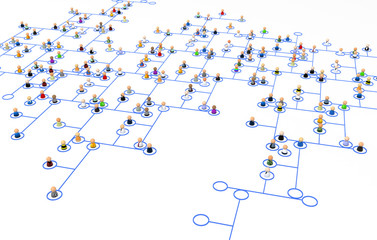 Cartoon Crowd, Line Network Scheme Closeup