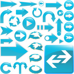 Set of blue arrows. Vector illustration.