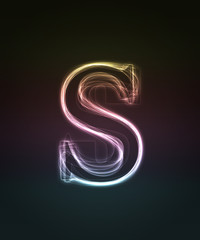 Glowing smal font. Shiny letter s (caps letter in my portfolio).