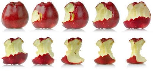 Fototapeta na wymiar Sequence of eaten apple