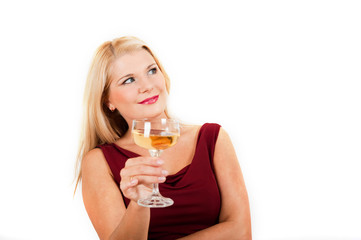 Young party woman with glass of  champagne